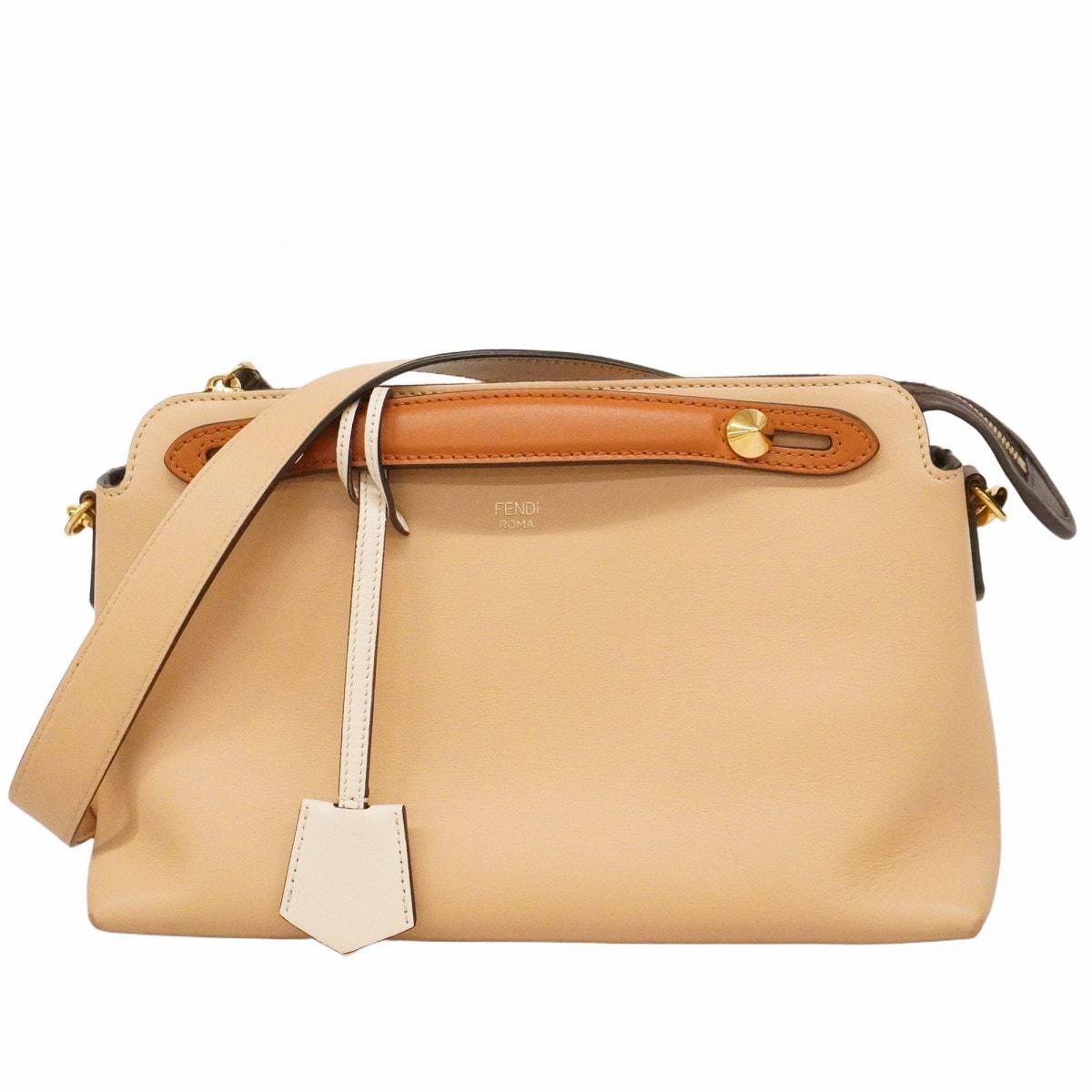 【6dd4299】フェンディ ハンドバッグ バイザウェイ レザー ベージュ ゴールド金具 2wayバッグ【中古】レディース