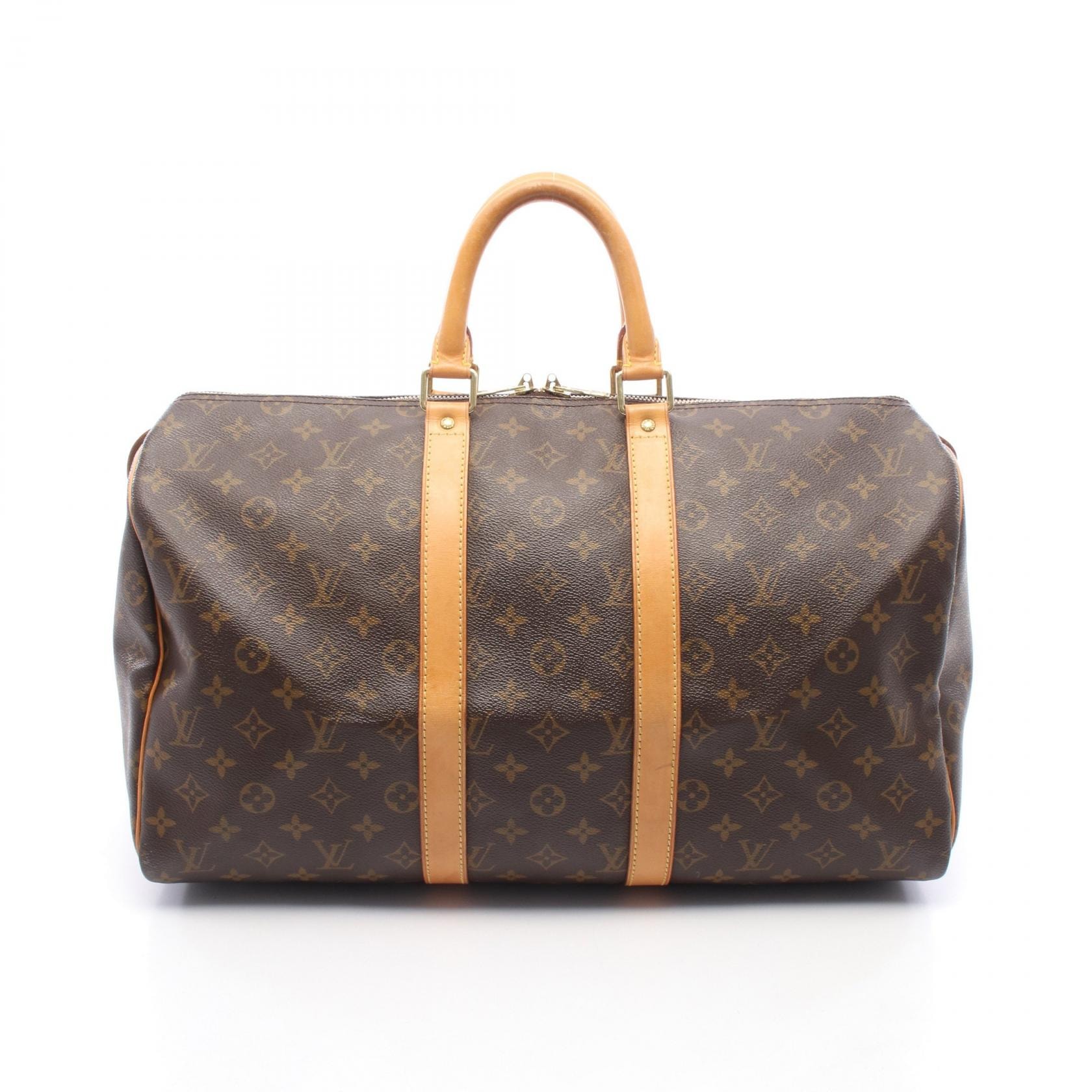 ルイ・ヴィトン LOUIS VUITTON キーポル45 ボストンバッグ バッグ PVCコーティングキャンバス レザー モノグラム メンズ レディース ブラウン系 M41428 【中古】