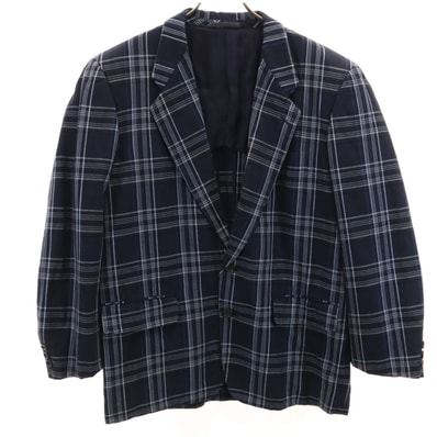 COMME des GARCONS HOMME コムデギャルソンオム 80s 90s ヴィンテージ オールド チェック柄 テーラードジャケット M ネイビー