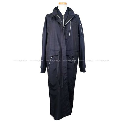 HERMES エルメス ブルゾン レディース ロング 2Way ツインセット ネイビー ウール/ナイロン/シルク/ポリウレタン #36 5E0117DLBLOUSON 新品未使用