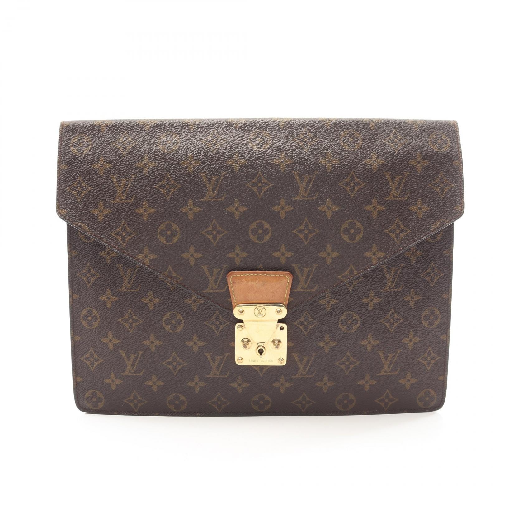 ルイ・ヴィトン LOUIS VUITTON ポルトドキュマン セナトゥール モノグラム セカンドバッグ クラッチバッグ バッグ PVCコーティングキャンバス レザー メンズ ブラウン系 M53335 【中古】