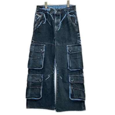 ディーゼル 24SS ブルー D-SIRE-CARGO デニム カーゴパンツ W26