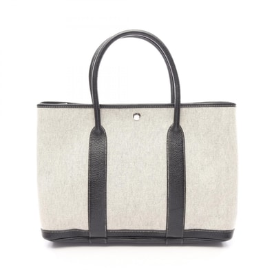 エルメス HERMES ガーデンパーティPM エクリュ トートバッグ バッグ キャンバス ブッフル トワルアッシュ エクリュ レディース アイボリー系 / ブラック系 【中古】