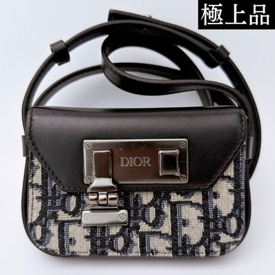 Dior Nano Pouch Dior Oblique Jacquard & Smooth Calfskin "Beige"