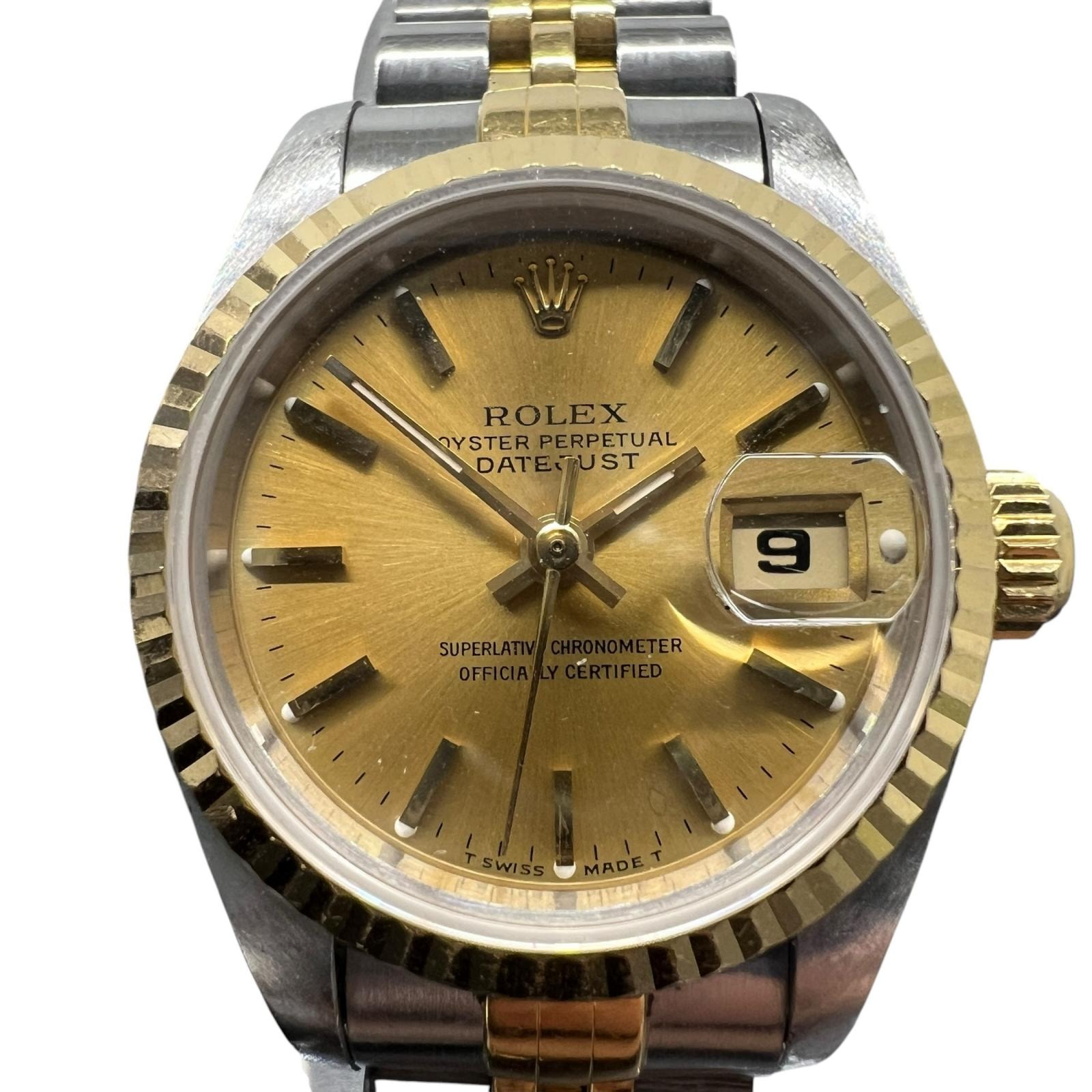 ROLEX ロレックス デイトジャスト 69173 YG SS ゴールド文字盤 自動巻き 20コマ イエローゴールド ステンレススチール 腕時計 レディース Bランク 中古 鑑定済 ロレックスデイトジャスト
