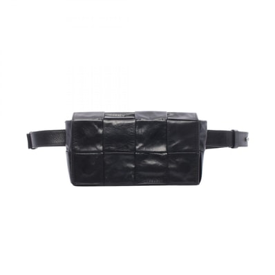ボッテガヴェネタ BOTTEGA VENETA カセット ベルトバッグ マキシイントレチャート ウエストバッグ ボディバッグ バッグ レザー メンズ レディース ブラック系 【中古】