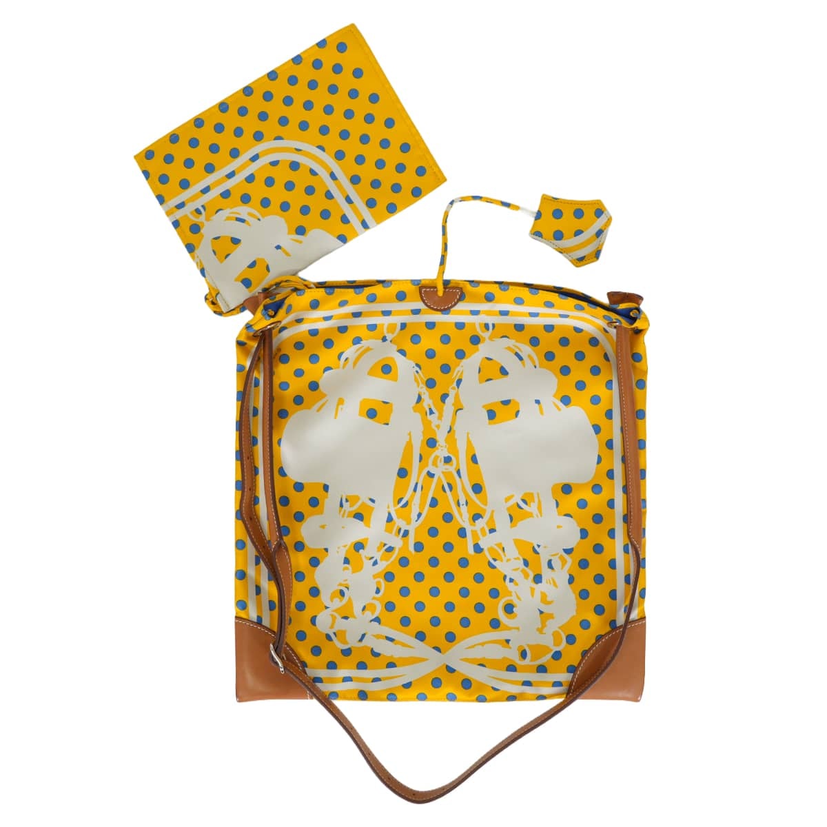 HERMES エルメス ショルダーバッグ シルキーシティ 33 PM ブリッドドゥガラ ファントムアポア ジョーヌドール (ジョンヌドール)/ブルーアガット/フォーヴ シルク/バレニア シルバー金具 C刻印 新品同様【中古】