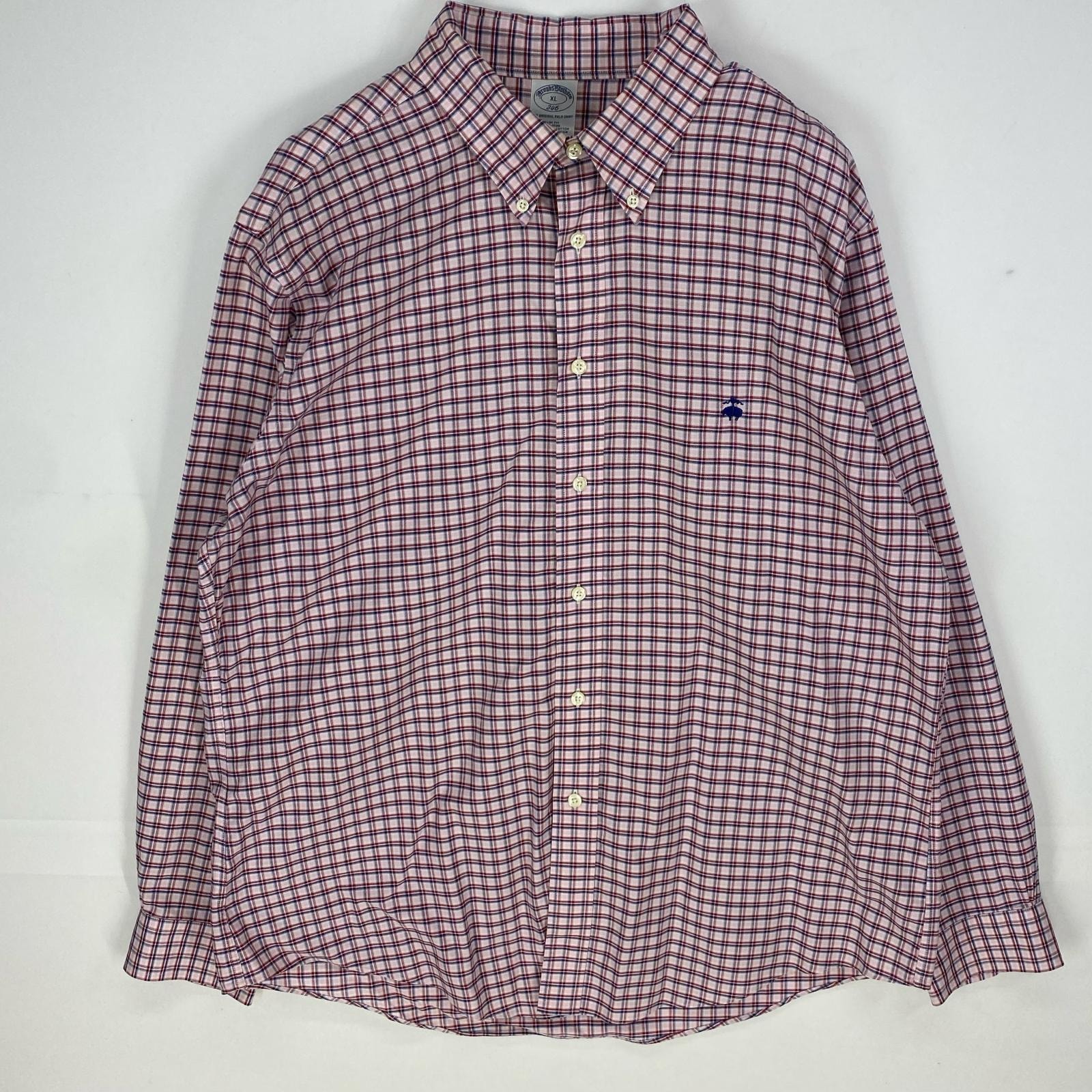 古着 ブルックスブラザーズ Brooks Brothers 長袖シャツ ボタンダウン ワンポイント 346 XL  レッド系 チェック メンズ