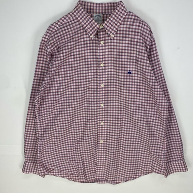 古着 ブルックスブラザーズ Brooks Brothers 長袖シャツ ボタンダウン ワンポイント 346 XL レッド系 チェック メンズ