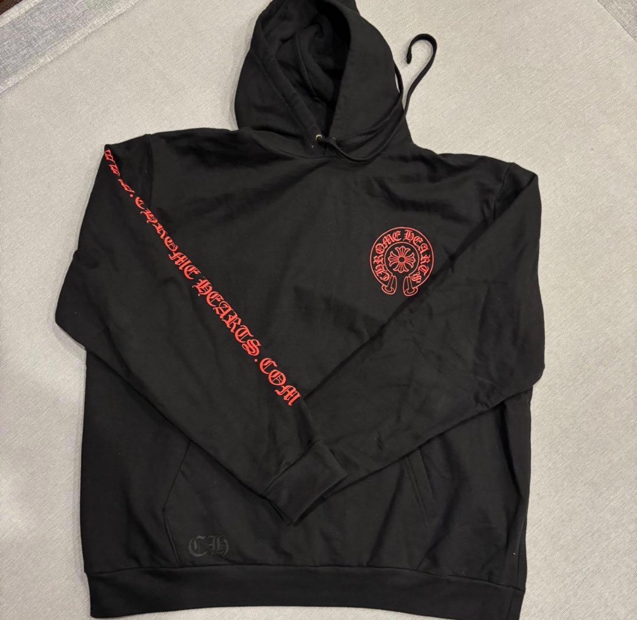 Chrome Hearts Back Horse Shoe Logo Glitter Print Hoodie Online Exclusive "Black/Red"