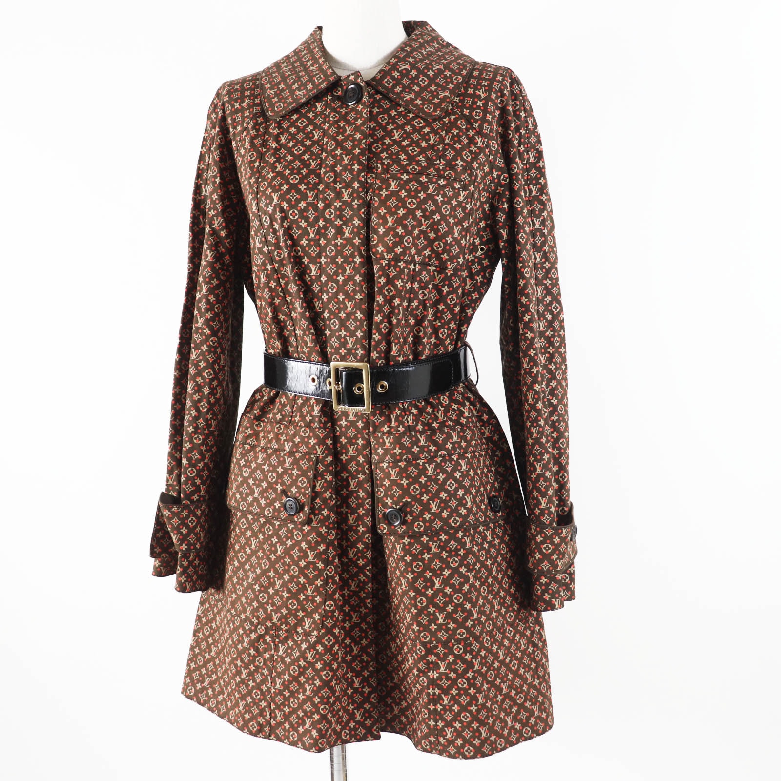 良品 ルイヴィトン マッキントッシュ ステンカラーコート ブラウン 34