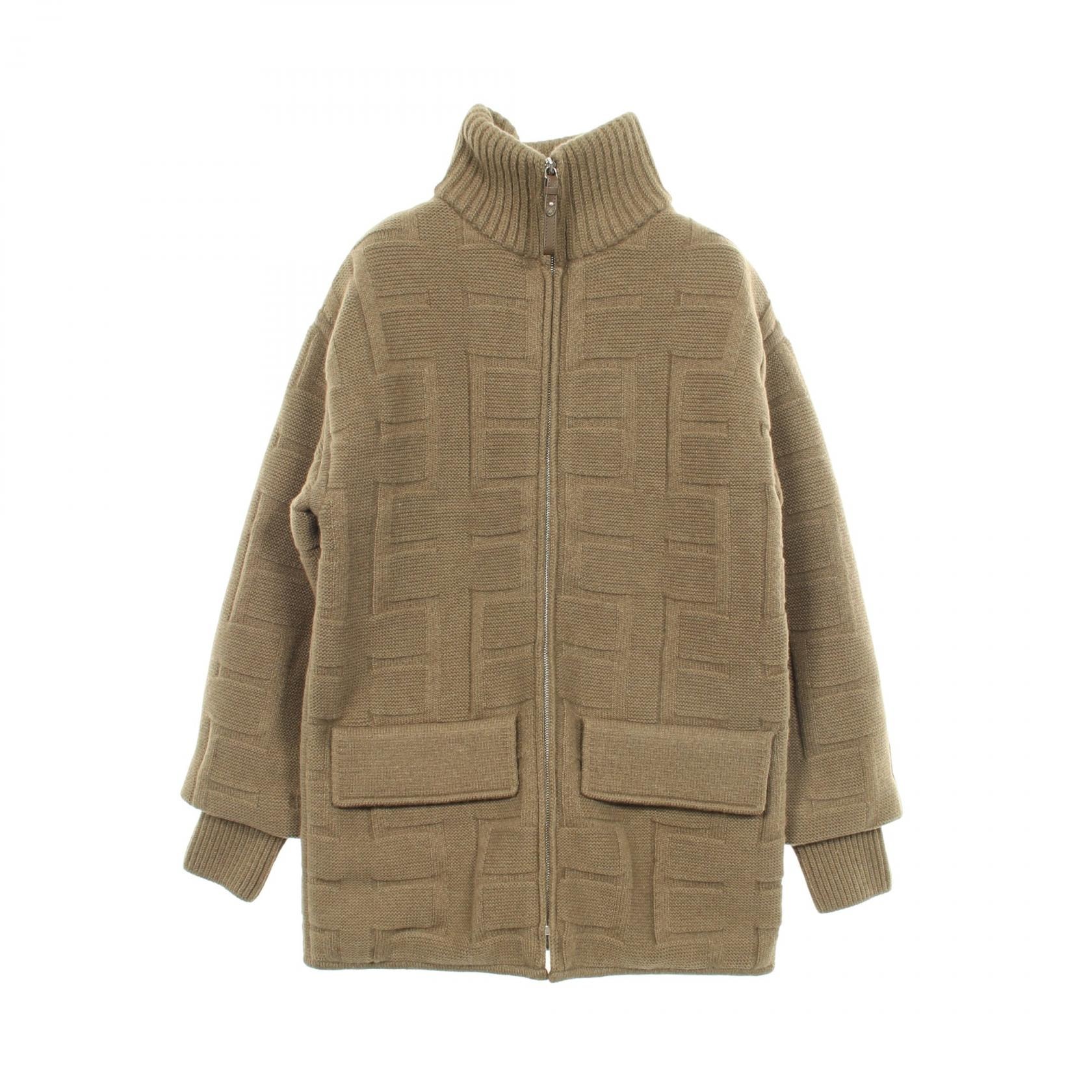 エルメス HERMES H柄 ニット ダウンジャケット 衣料品 アウター ウール レディース カーキ系 2H2102DA 【中古】