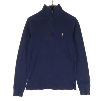 POLO RALPH LAUREN ポロラルフローレン ワンポイントロゴ 長袖 ハーフジップ Tシャツ M ネイビー ロンT