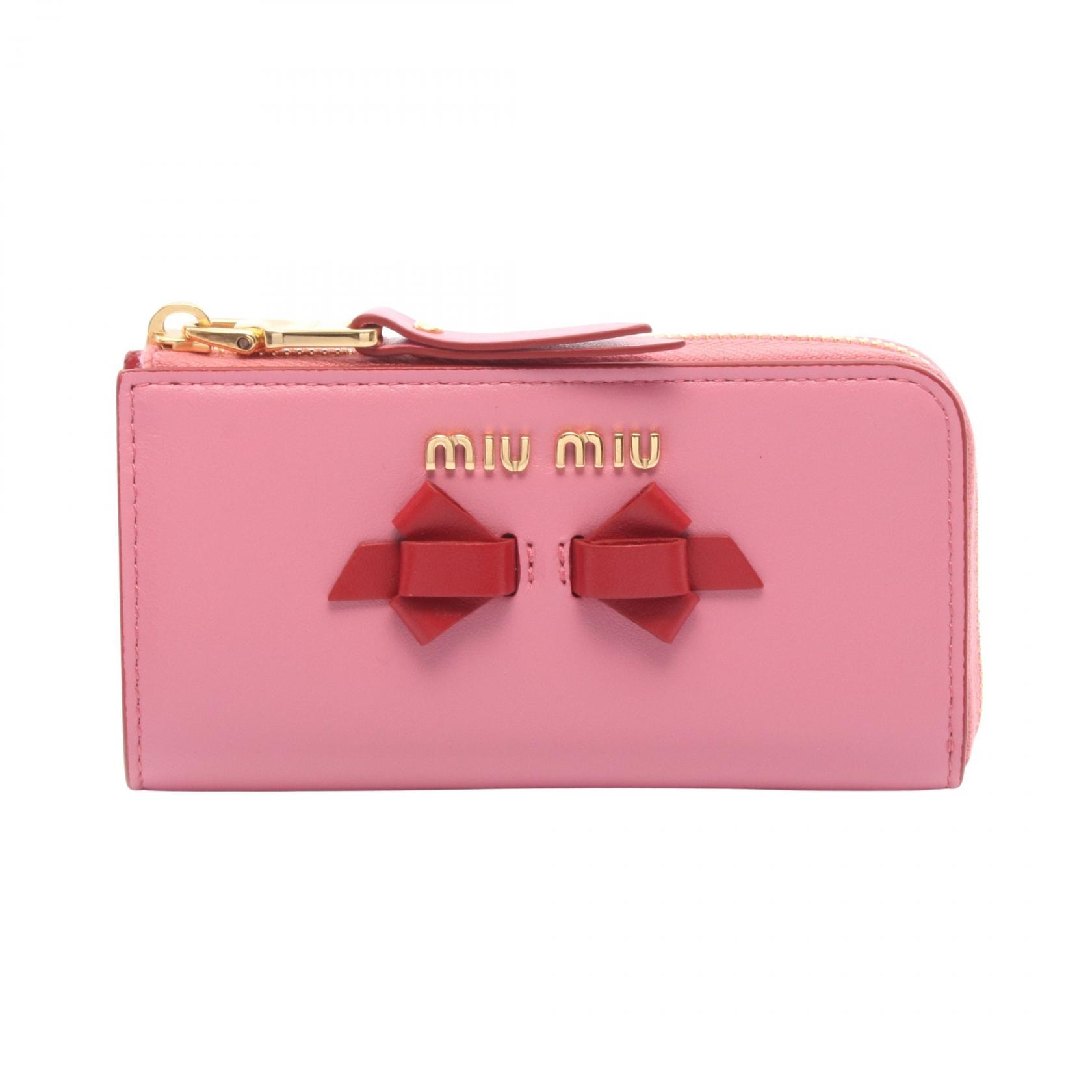 ミュウ ミュウ Miu Miu リボン キーケース アクセサリー レザー レディース ピンク系 / レッド系 5PP026 【中古】