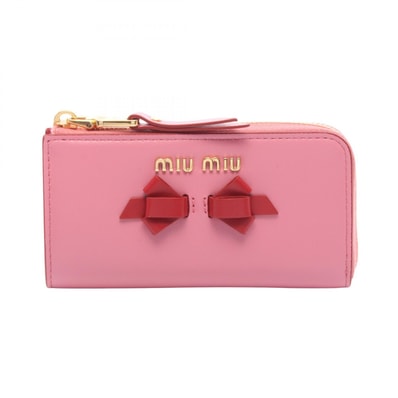 ミュウ ミュウ Miu Miu リボン キーケース アクセサリー レザー レディース ピンク系 / レッド系 5PP026 【中古】