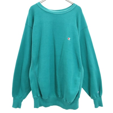 Champion チャンピオン 90s リバースウィーブ オールド 刺繍タグ 長袖 スウェット トレーナー XL グリーン 裏起毛