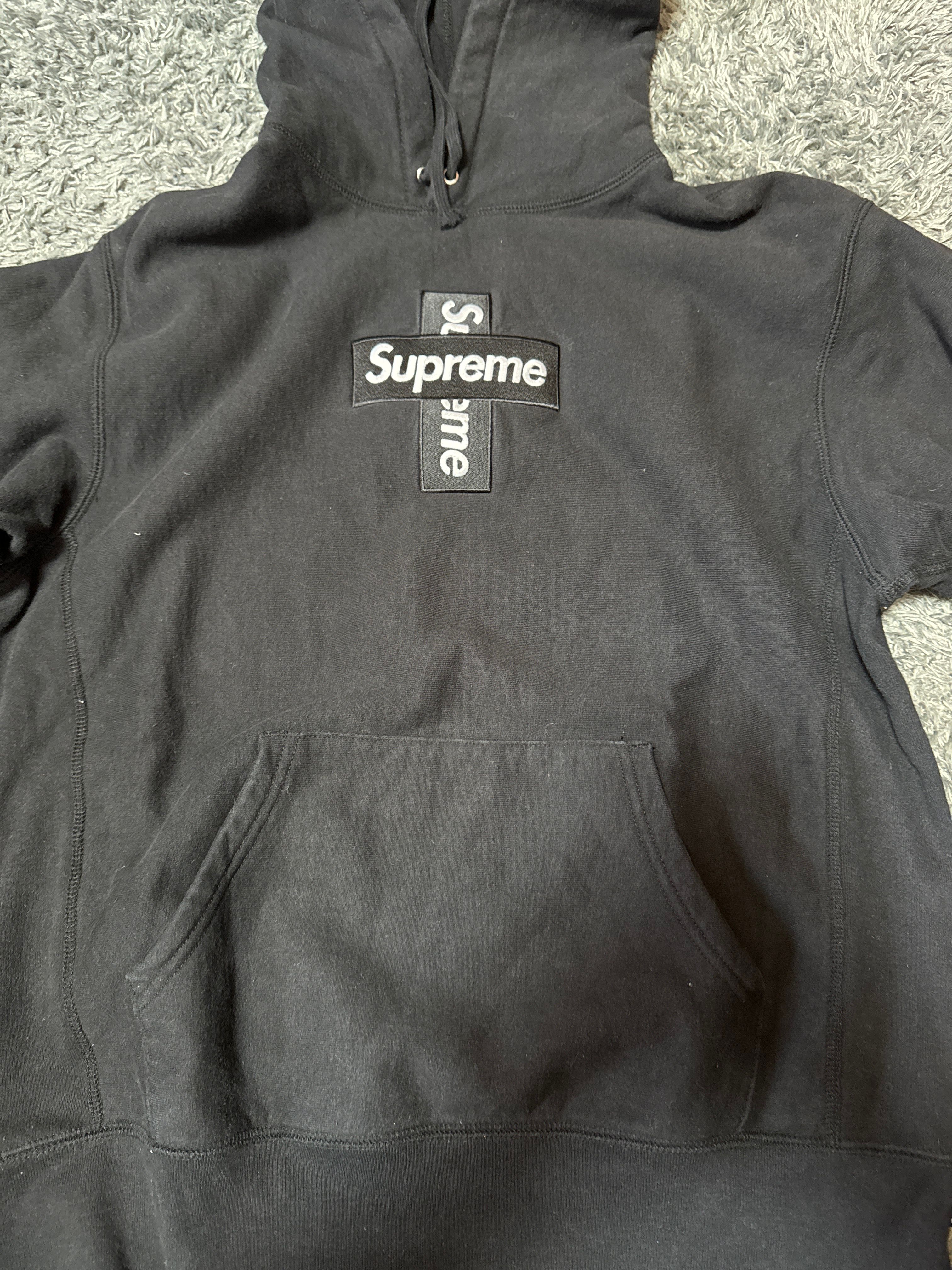 Supreme Cross Box Logo Hooded Sweatshirt "Black"