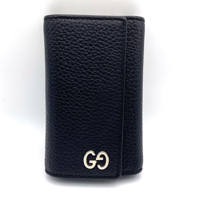 GUCCI グッチ GGメタル レザー キーケース キーケース 473924 レザー ブラック メンズ【中古】