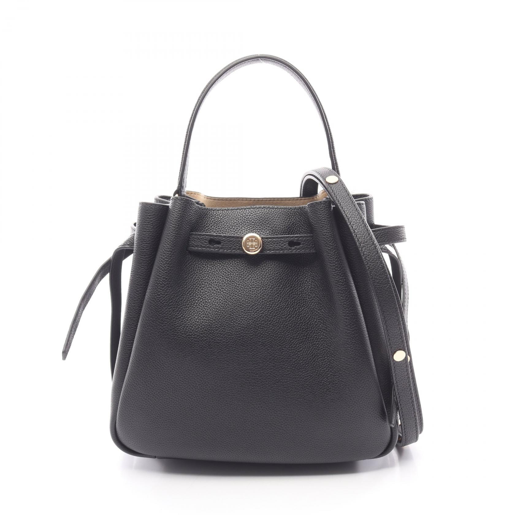 トリーバーチ Tory Burch ROMY PEBBLED BUCKET BAG ロミー バケットバッグ ハンドバッグ バッグ レザー レディース ブラック系 166982001 【新品】