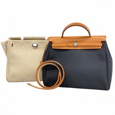 【6ed4614】エルメス ハンドバッグ エールバックPM トワルオフィシエ ナチュラル シルバー金具 □E刻印 2wayバッグ【中古】レディース