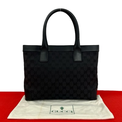 GUCCI グッチ GG 柄 キャンバス レザー ハンドバッグ ブラック
52702