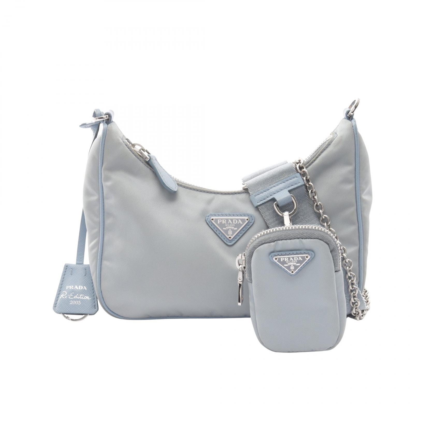 プラダ PRADA Re-Edition 2005 2WAY ショルダーバッグ バッグ ナイロン サフィアーノレザー レディース ブルー系 【中古】