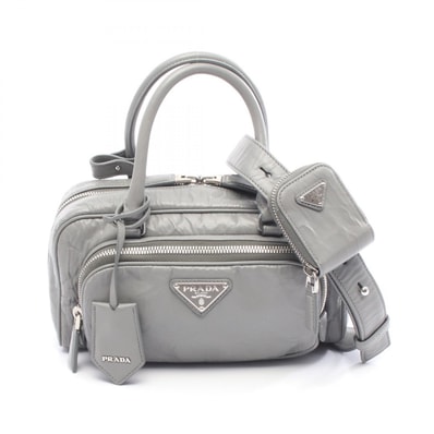 プラダ PRADA ハンドバッグ バッグ レザー レディース グレー系 【中古】