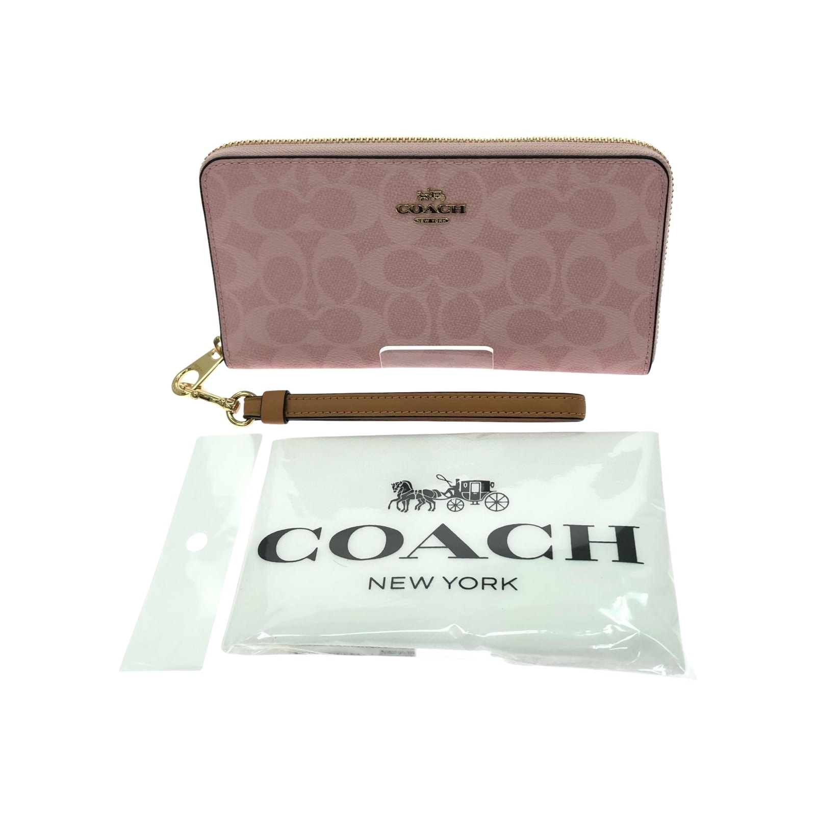 COACH コーチ レディース 長財布 ラウンドファスナー シグネチャー ピンク CEC20 ピンク