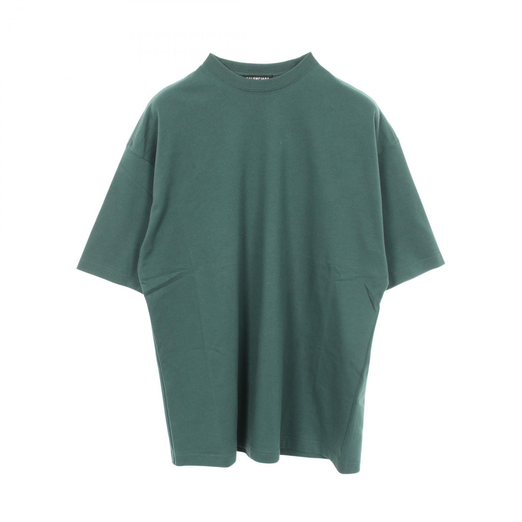 バレンシアガ BALENCIAGA バックロゴ オーバーサイズ 半袖Tシャツ 衣料品 トップス コットン メンズ レディース グリーン系 570805 【中古】