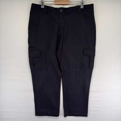 古着 ディッキーズ Dickies パンツ カーゴパンツ サイドポケット ジッパーフライ ワンポイントロゴ w40 L30 ブラック系 メンズ