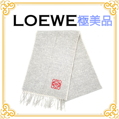 ロエベ アナグラム マフラー ストール カシミヤ ウール レディース グレー