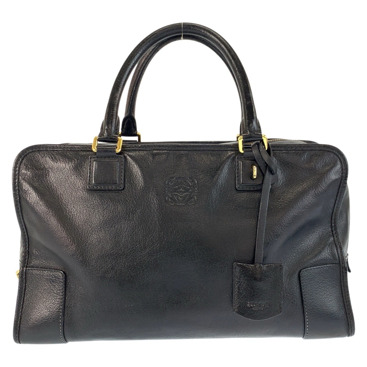 LOEWE ロエベ アマソナ36 ブラック 黒 ゴールド金具 レザー ハンドバッグ ボストンバッグ 602046 【中古】