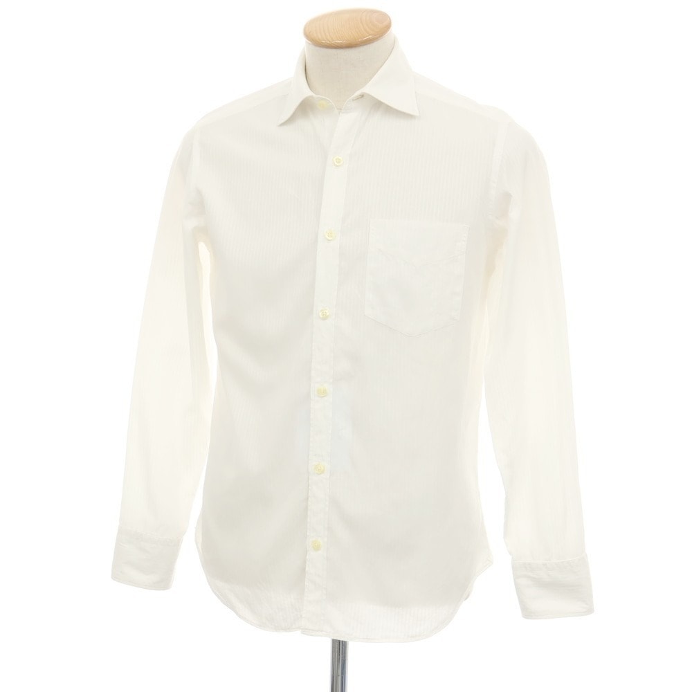 【中古】ピーエス ポールスミス PS Paul Smith コットン ストライプ セミワイドカラー ドレスシャツ ホワイト【サイズS】【メンズ】