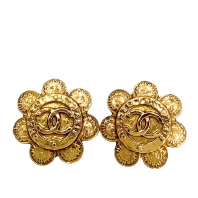 CHANEL シャネル イヤリング フラワーモチーフ アクセサリー ヴィンテージ ココマーク GP 2 8 ゴールド レディース 約24.1g 1993年【中古品】