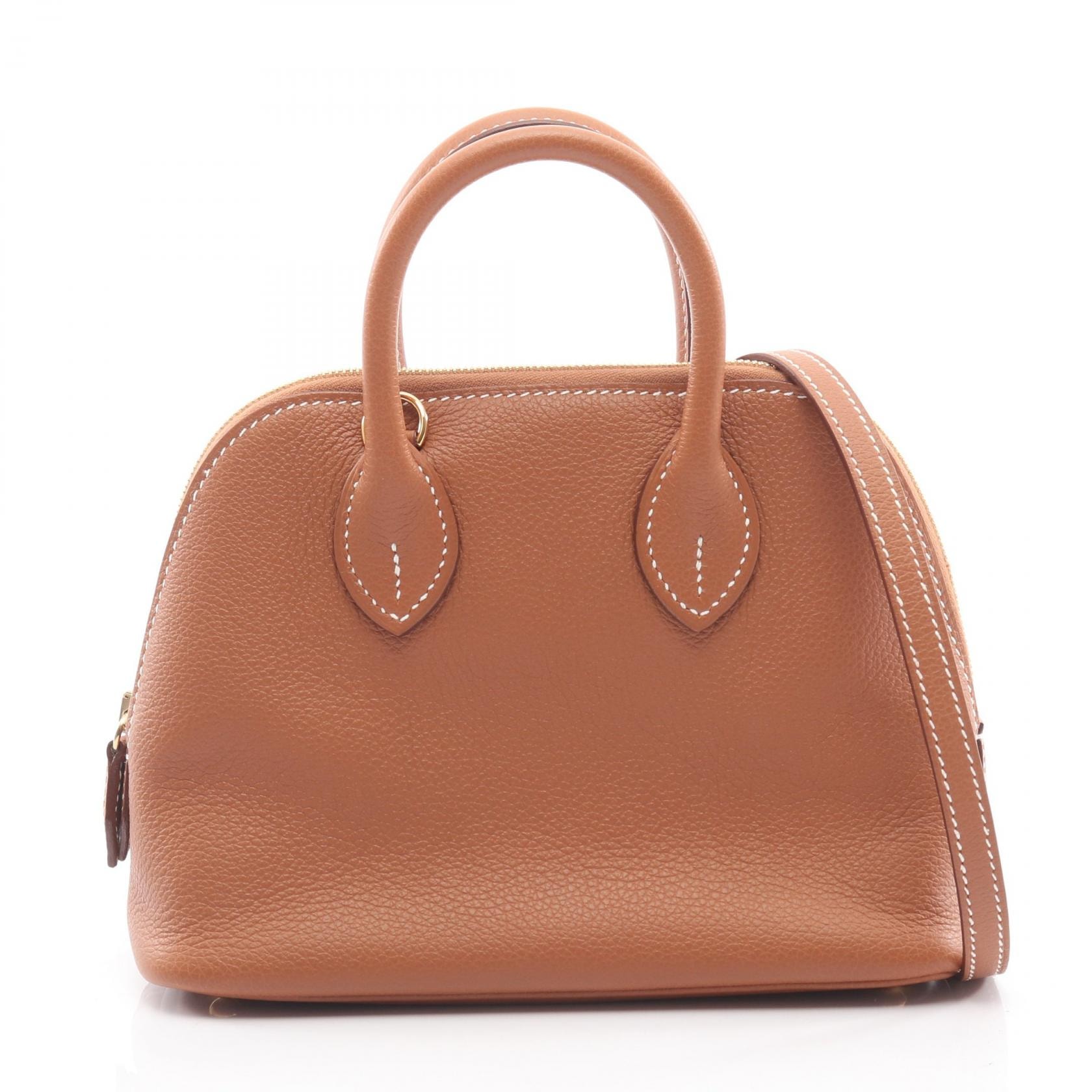 エルメス HERMES ボリード1923 ミニ ハンドバッグ バッグ レザー エバーカラー ゴールド Z刻印(2021年製造) レディース ブラウン系 【中古】