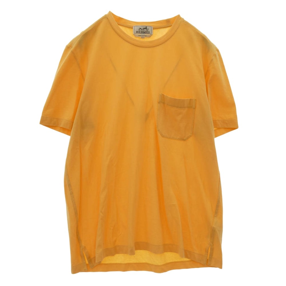 HERMES エルメス Tシャツ クルーネック コットン 半袖 ポケット Tシャツ イエロー系 S【中古】
