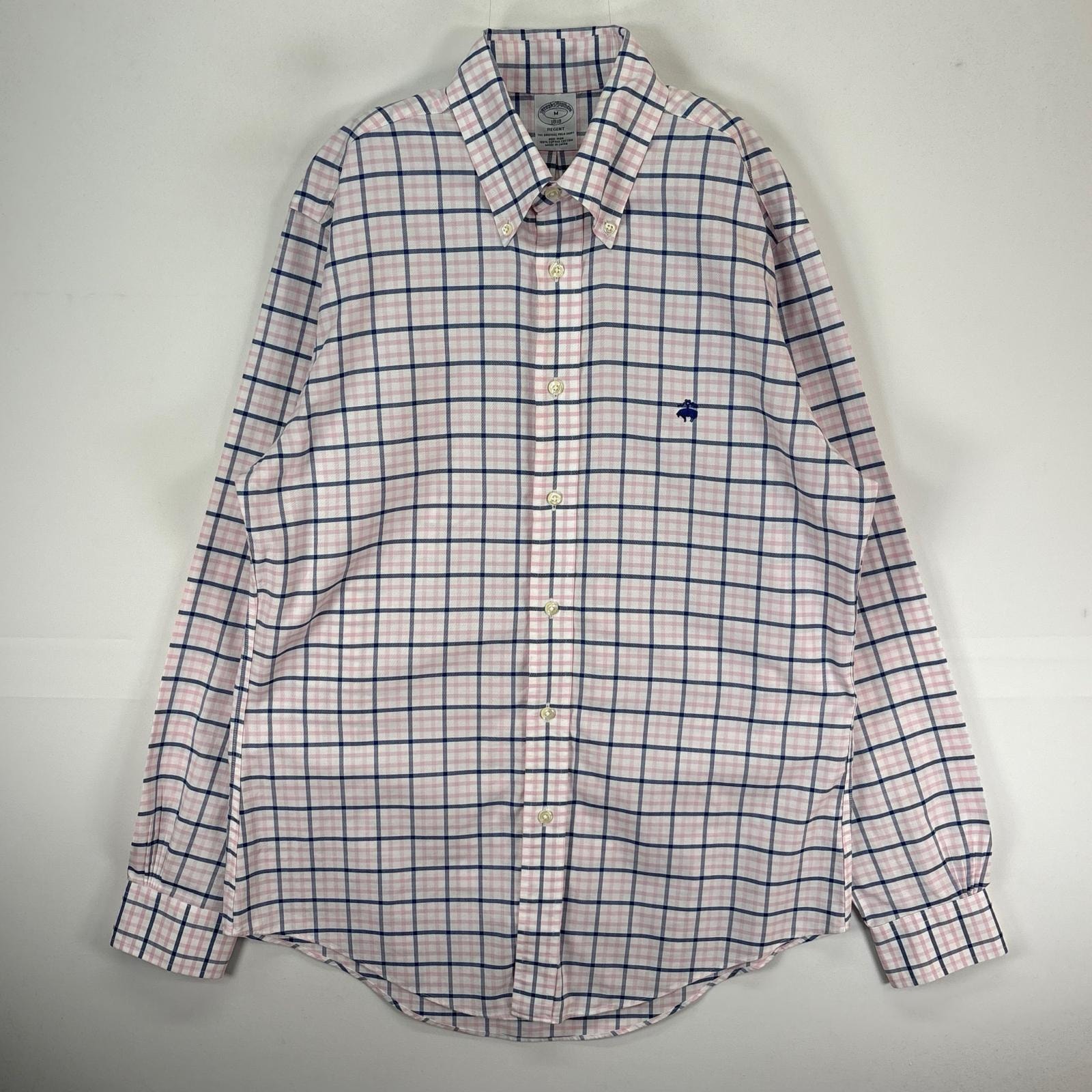 古着 ブルックスブラザーズ Brooks Brothers 長袖シャツ ボタンダウン ワンポイント M  ピンク系 チェック メンズ