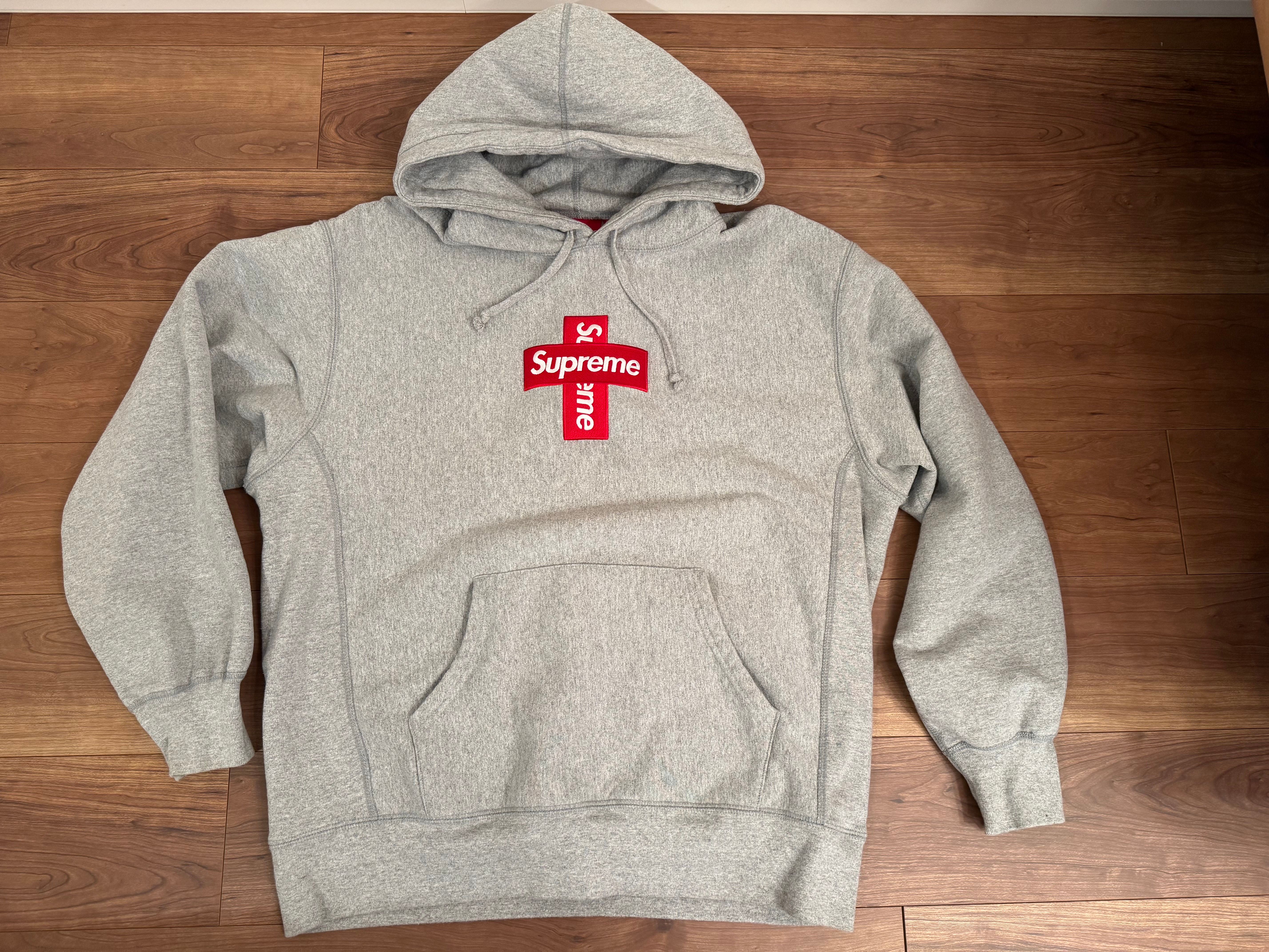 Supreme Cross Box Logo Hooded Sweatshirt "Grey"