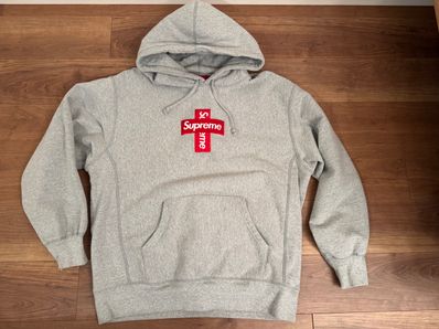 Supreme Cross Box Logo Hooded Sweatshirt "Grey"