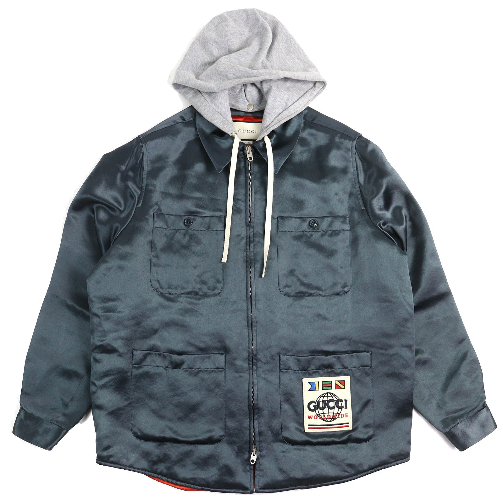 美品 グッチ ジャケット ダークグレー系 グレー メンズ 44 604112