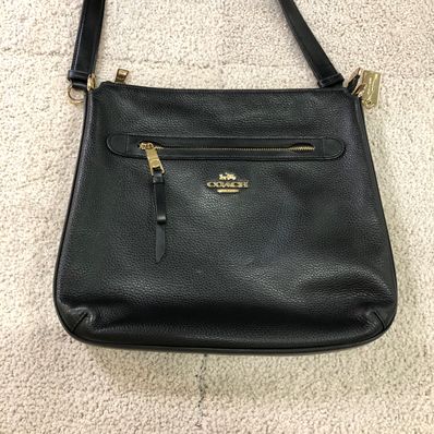 COACH Pebble Leather Shoulder Bag "Black"