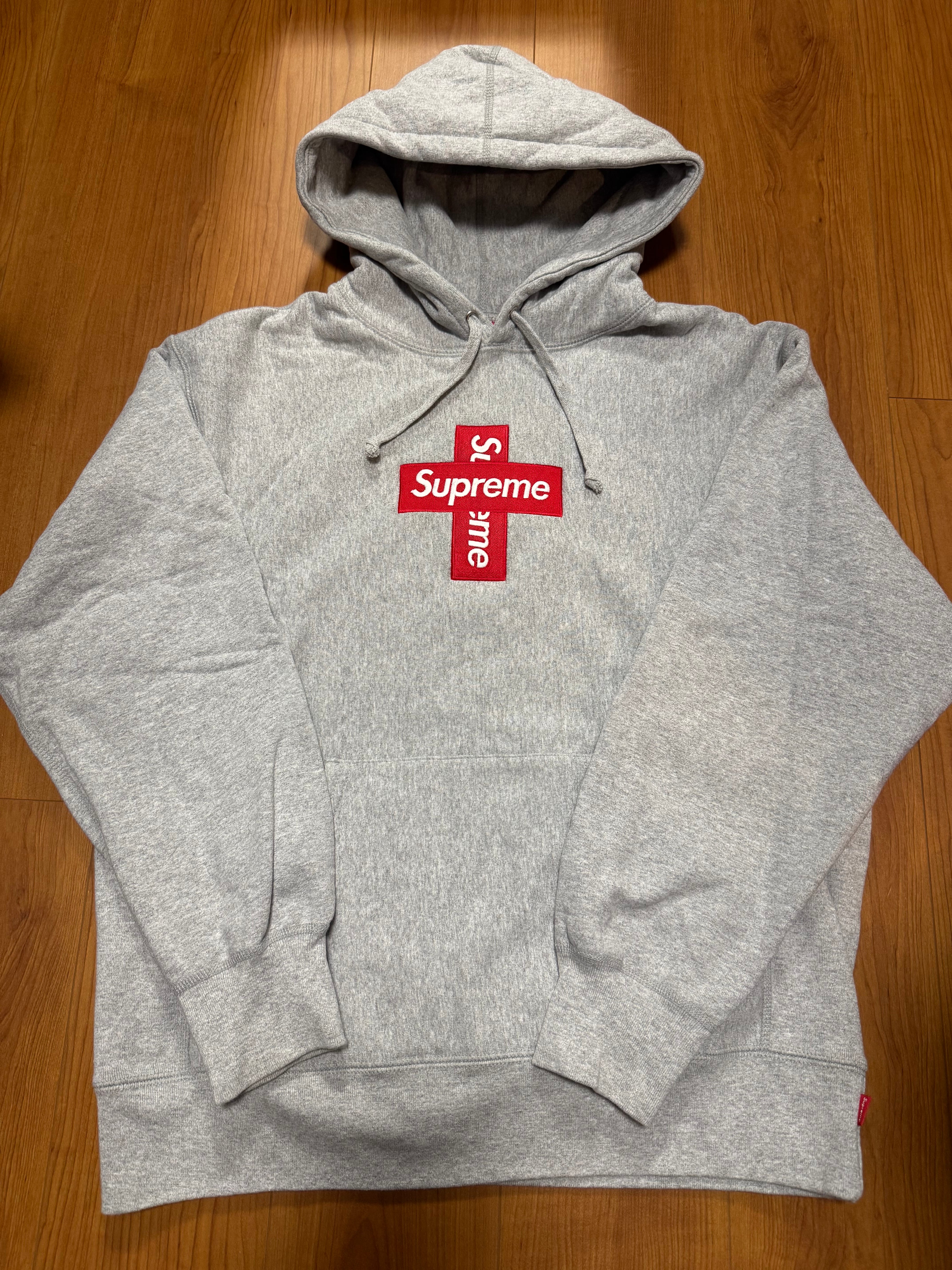 Supreme Cross Box Logo Hooded Sweatshirt "Grey"