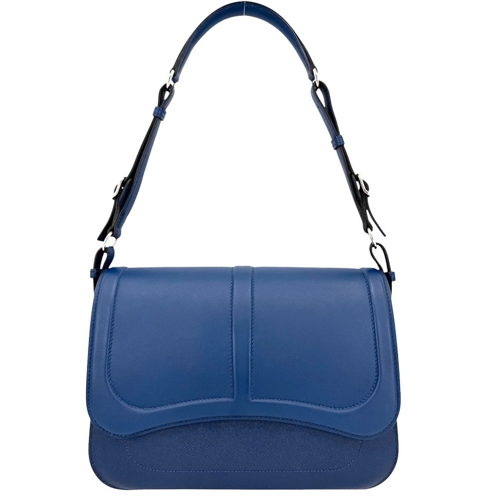 HERMES エルメス ショルダーバッグ ハーネス 肩掛け X刻印 スイフト  エプソン   ブルー 青 シルバー金具 レディース 2016年【中古品】
