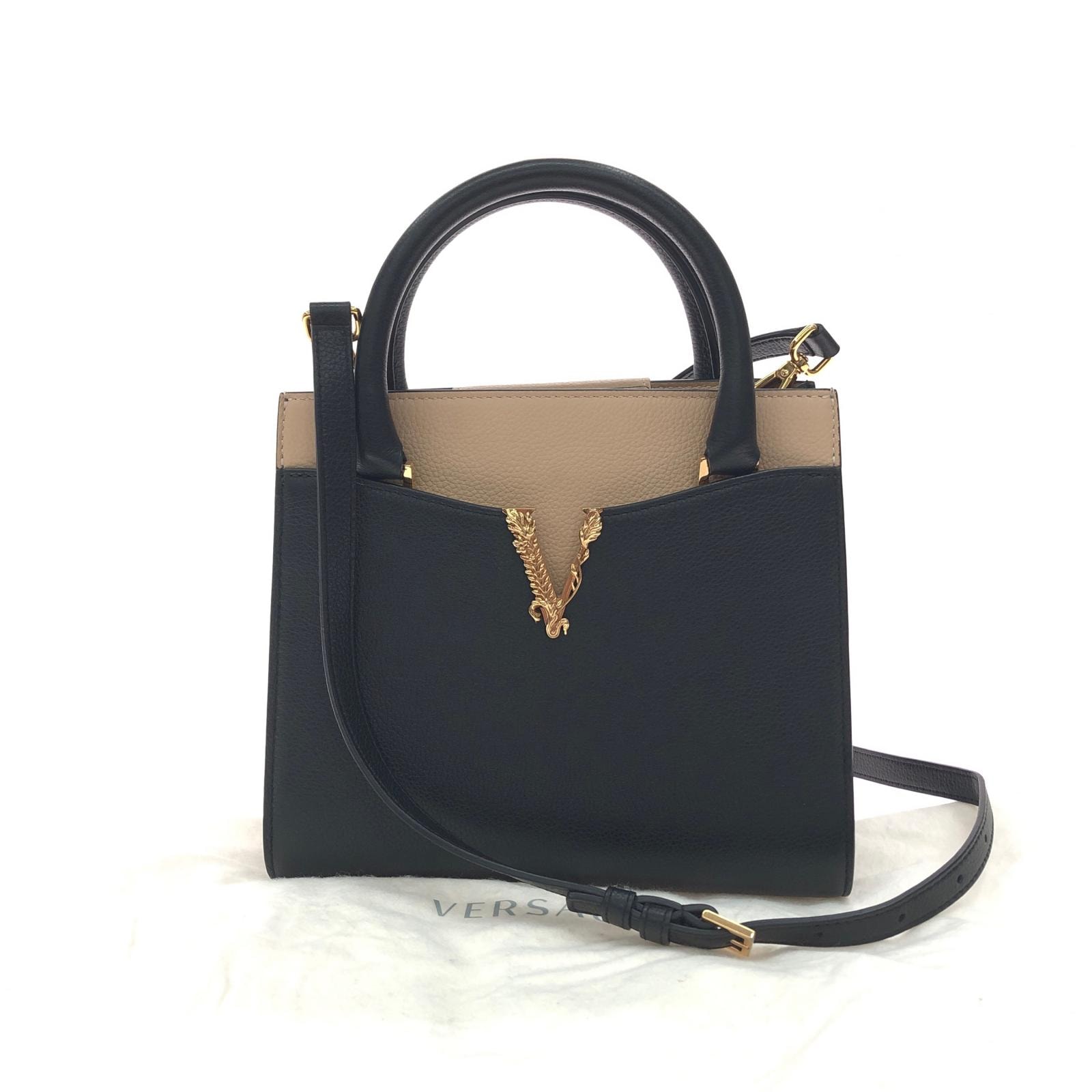 VERSACE ベルサーチ レディース 2WAYバッグ ハンドバッグ ショルダー ヴィルトゥス 1005960 ブラック/ベージュ