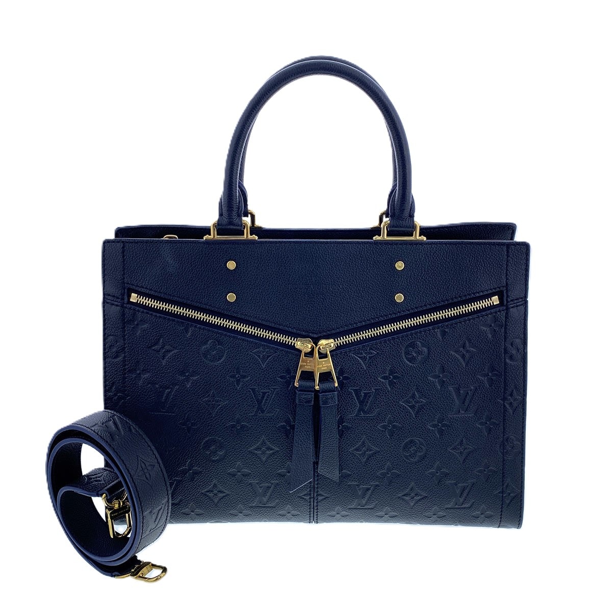 LOUIS VUITTON ルイ・ヴィトン スリーMM ジップド ハンドバッグ M54273 モノグラムアンプラント ネイビー ゴールド金具  レディース【中古】