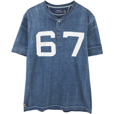 古着 ラルフローレン Ralph Lauren POLO RALPH LAUREN ヘンリーネック 半袖 プリントTシャツ メンズM相当/eaa672089