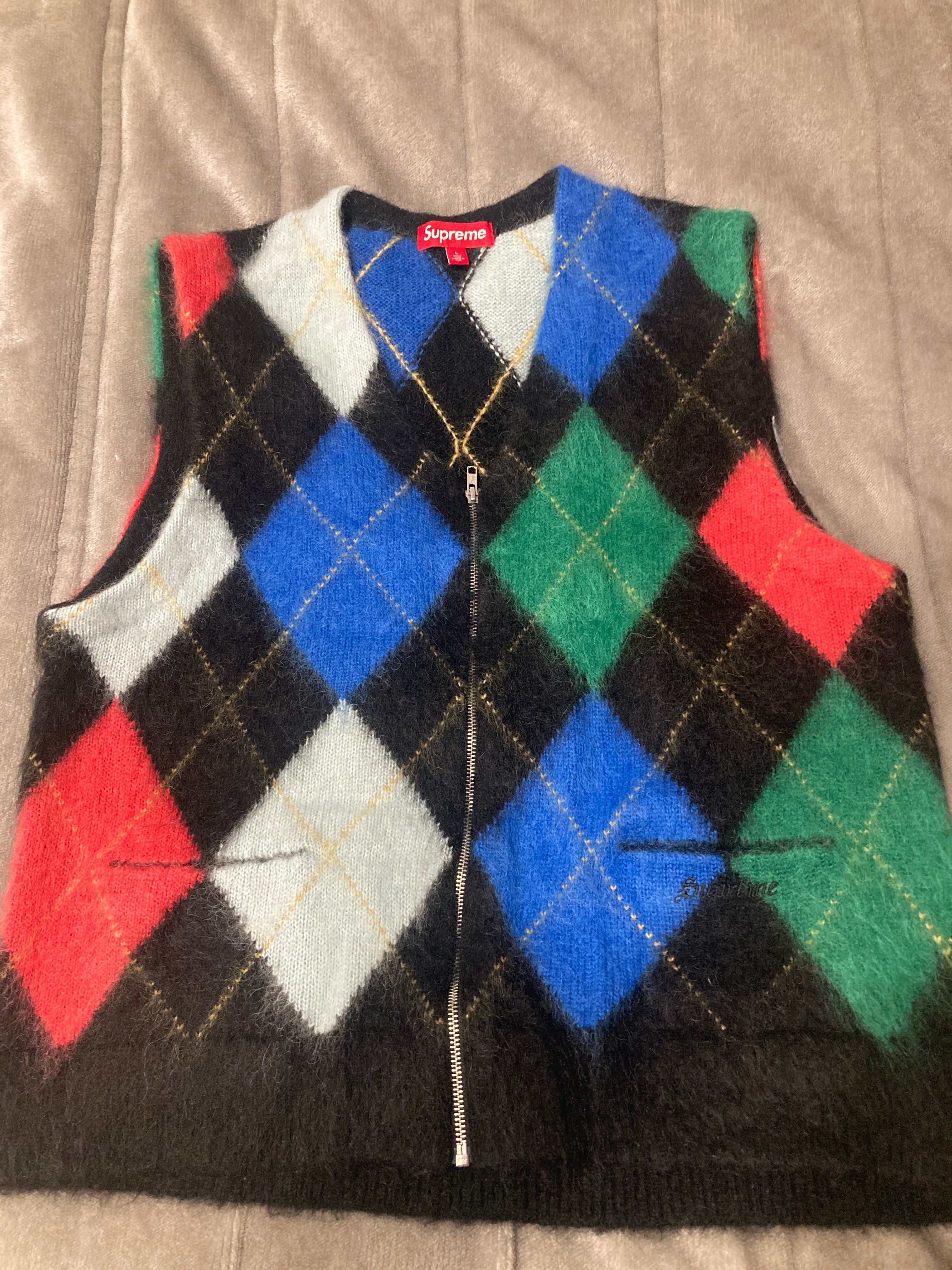 Supreme Brushed Argyle Zip Up Vest 