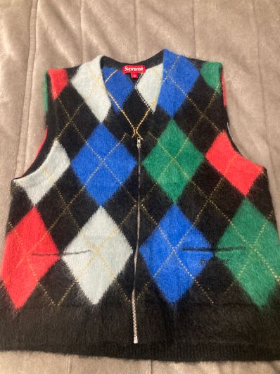Supreme Brushed Argyle Zip Up Vest "Black"