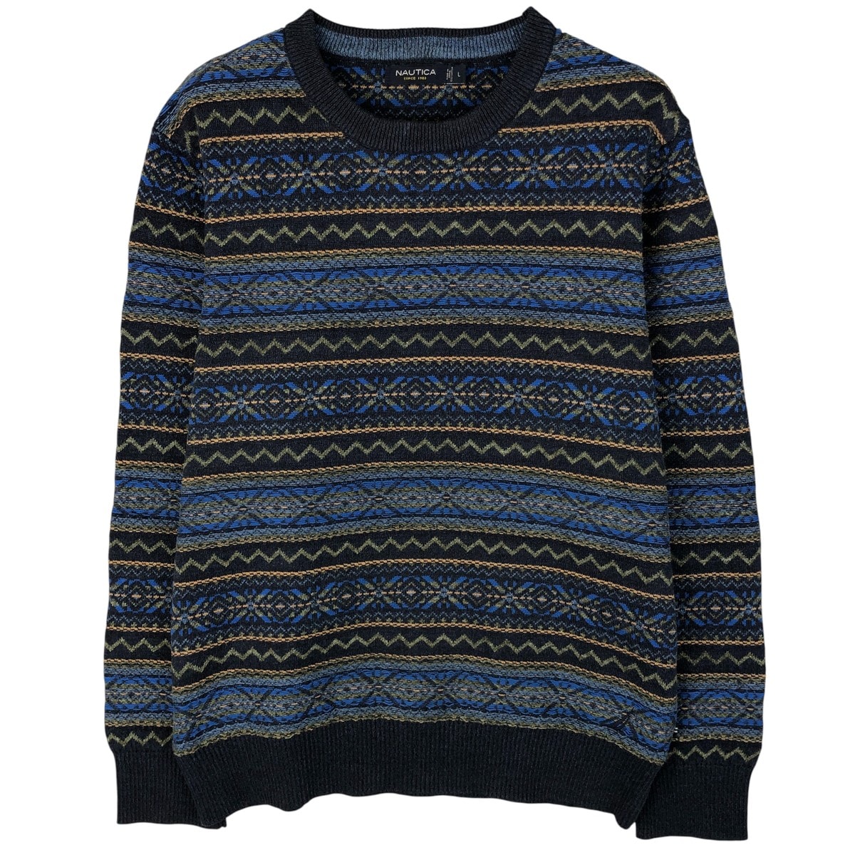 古着 00年代~ ノーティカ NAUTICA フェアアイル柄 コットンニットセーター メンズL相当/eaa607526