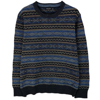 古着 00年代~ ノーティカ NAUTICA フェアアイル柄 コットンニットセーター メンズL相当/eaa607526